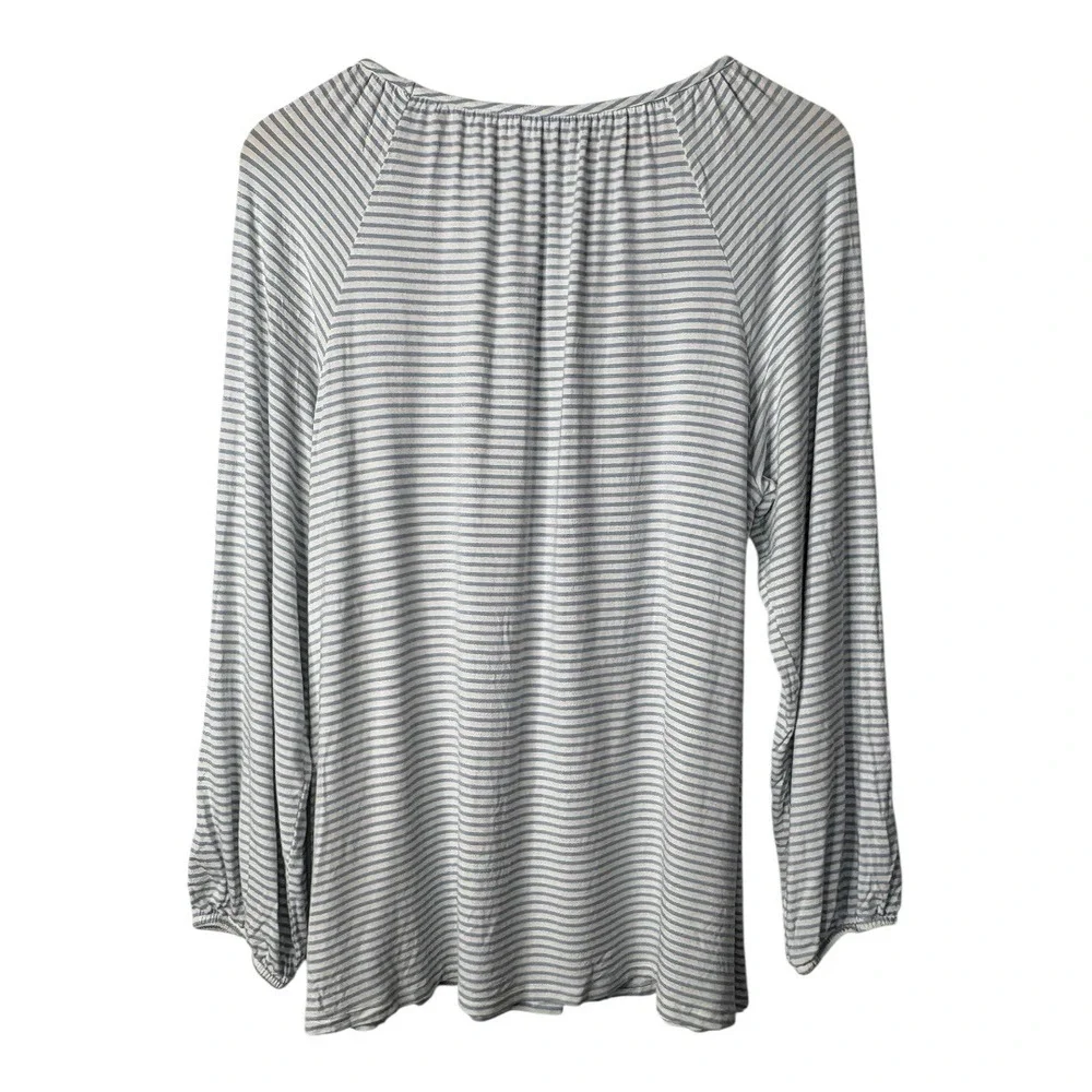 LAKE Pajamas Pima Long Sleeve Top Womens L‎ Blue Striped Modal Lounge Sleepwear